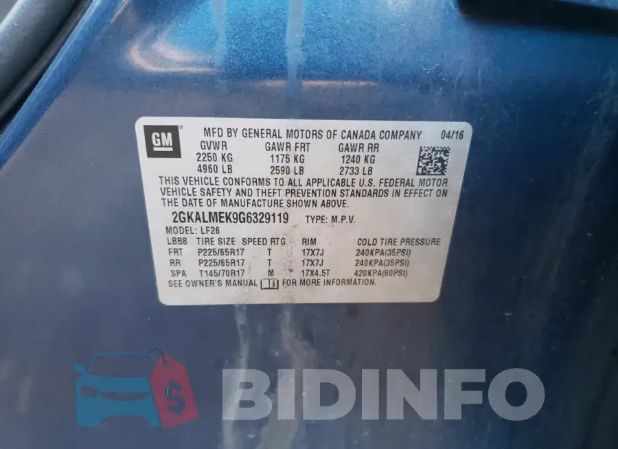 2GKALMEK9G6329119 Photo# 12
