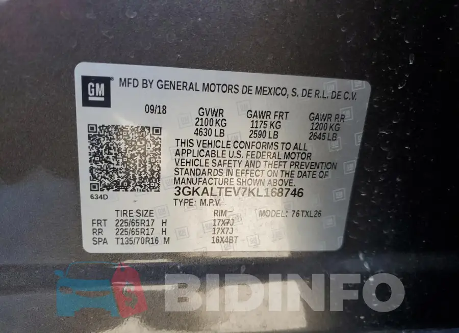 3GKALTEV7KL168746 Photo# 12