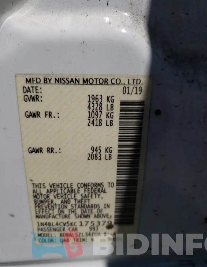 1N4BL4CV5KC175379 Photo# 12