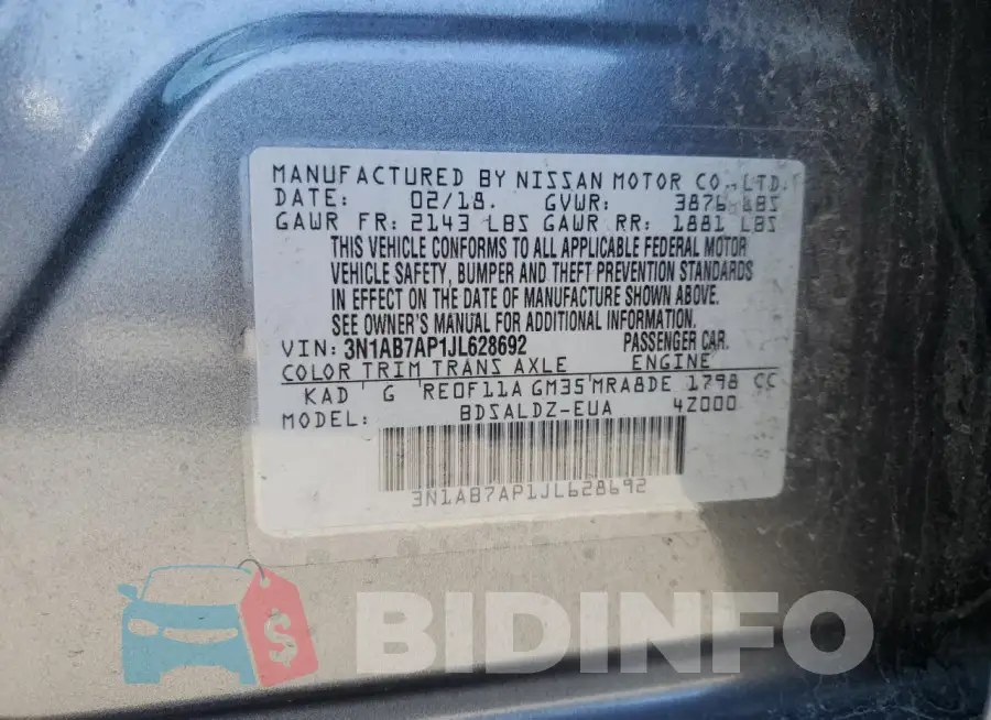 3N1AB7AP1JL628692 Photo# 12