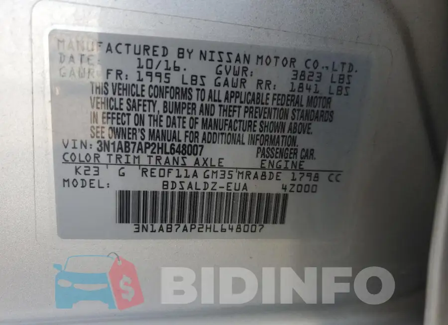 3N1AB7AP2HL648007 Photo# 12