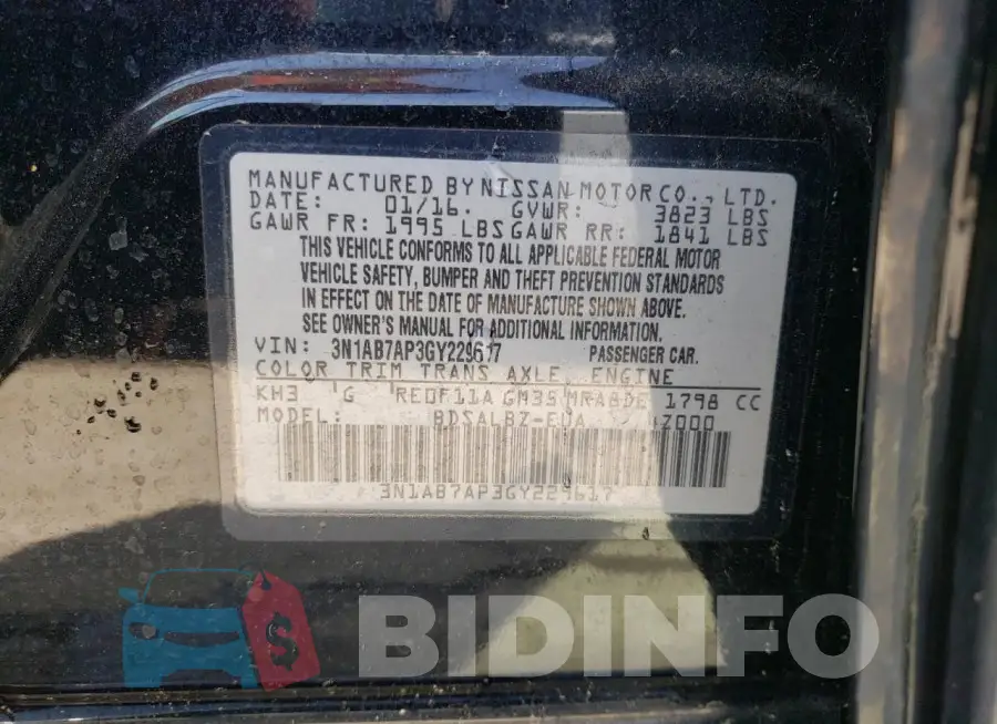 3N1AB7AP3GY229617 Photo# 13