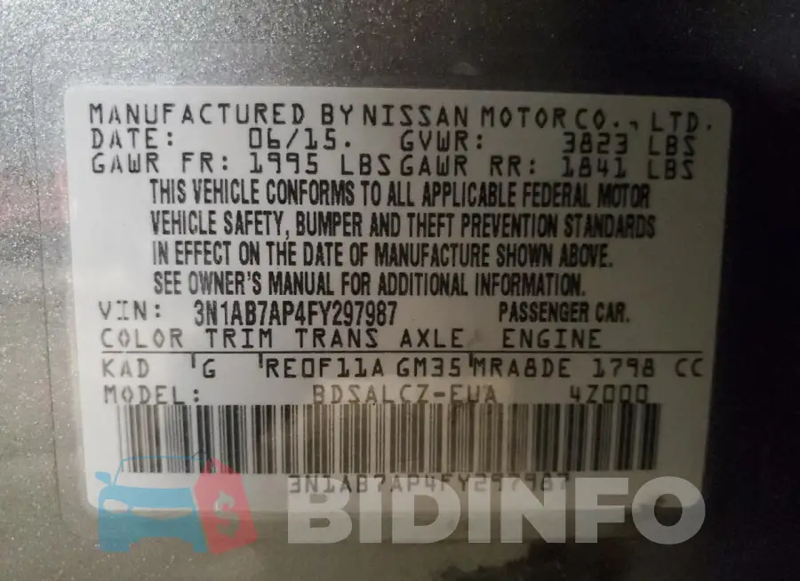 3N1AB7AP4FY297987 Photo# 12