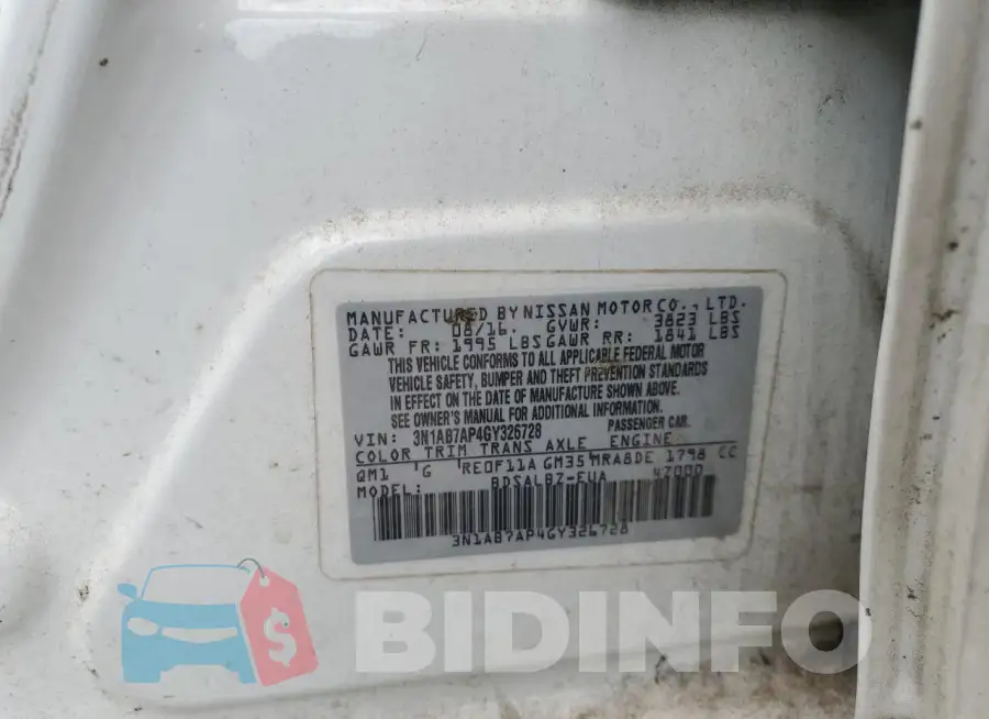 3N1AB7AP4GY326728 Photo# 12