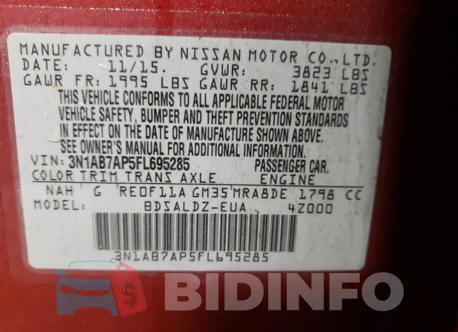 3N1AB7AP5FL695285 Photo# 12