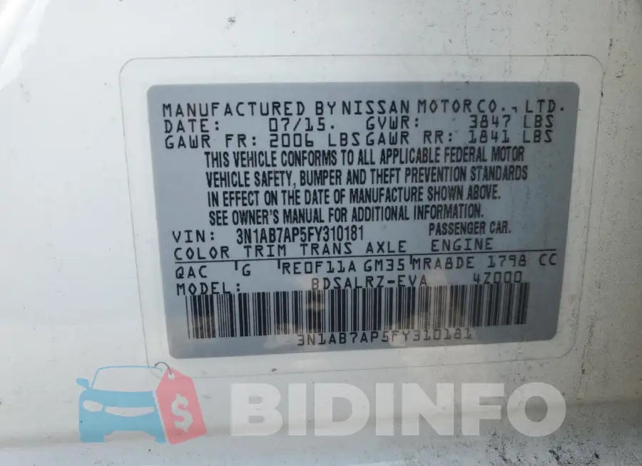 3N1AB7AP5FY310181 Photo# 12