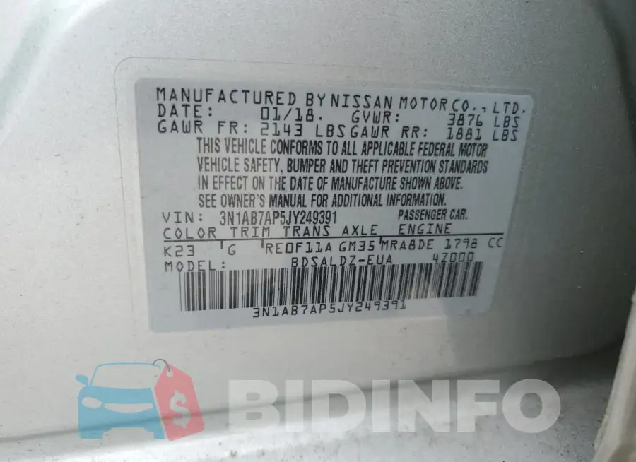 3N1AB7AP5JY249391 Photo# 12