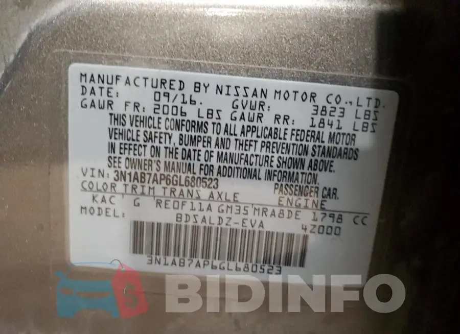 3N1AB7AP6GL680523 Photo# 13