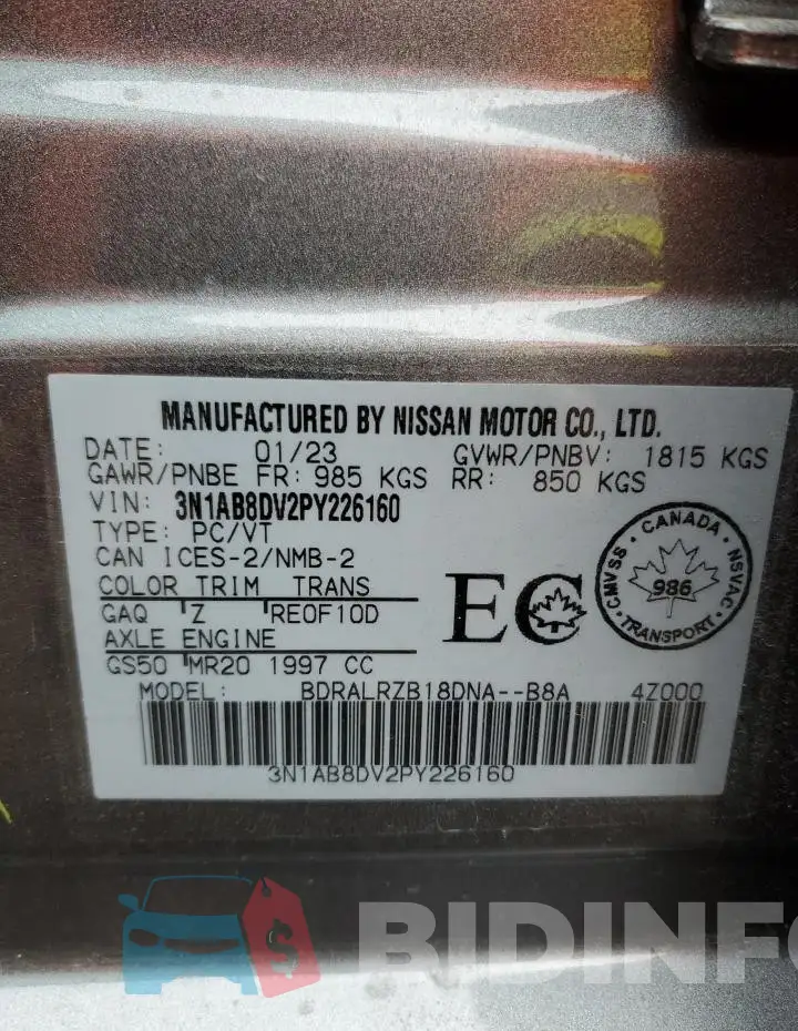 3N1AB8DV2PY226160 Photo# 13