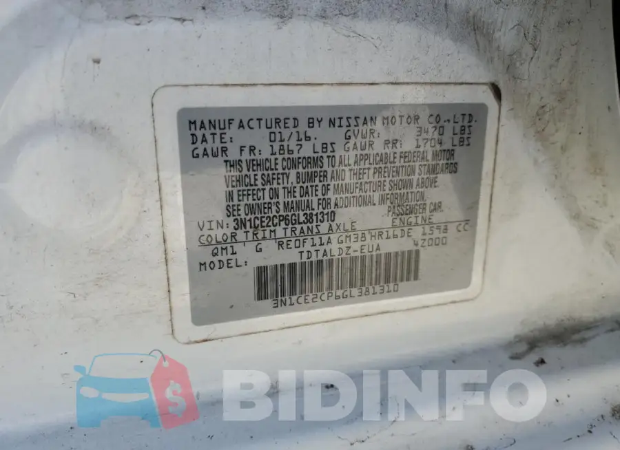 3N1CE2CP6GL381310 Photo# 13