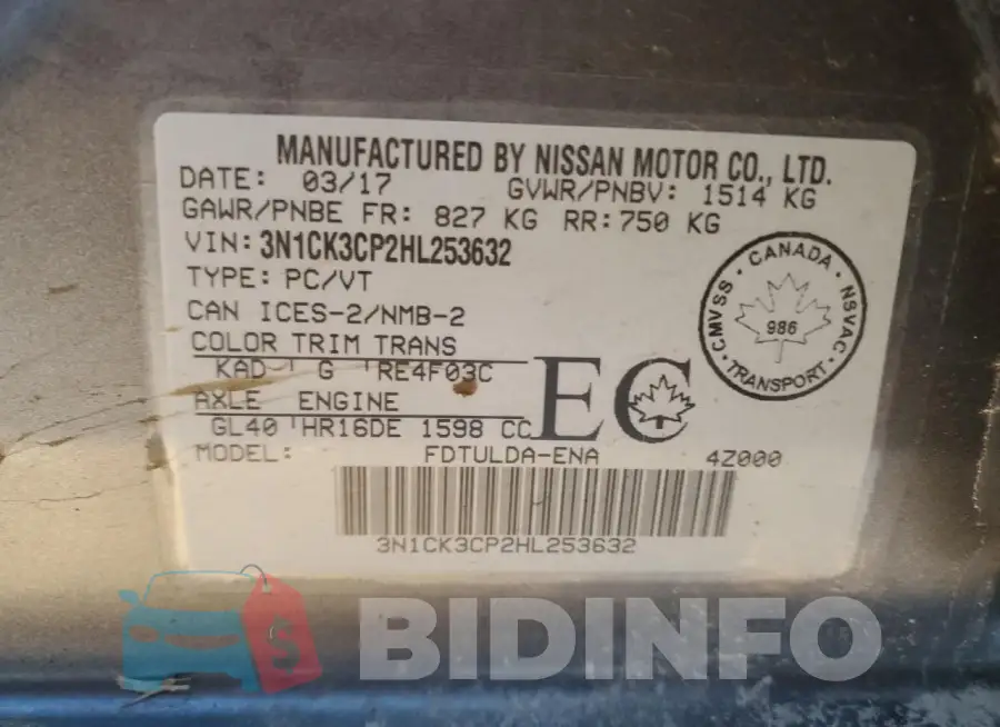 3N1CK3CP2HL253632 Photo# 13
