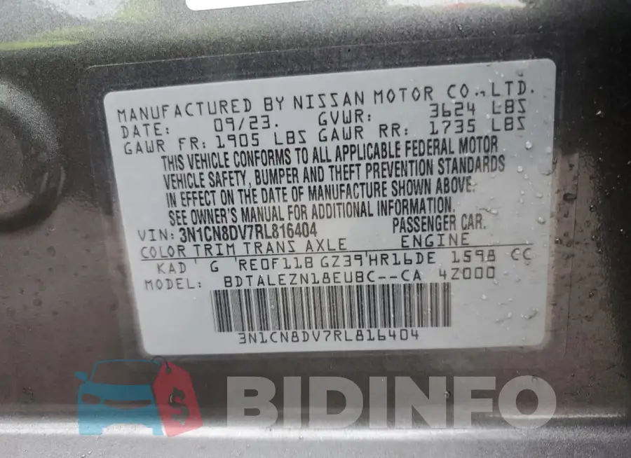 3N1CN8DV7RL816404 Photo# 13