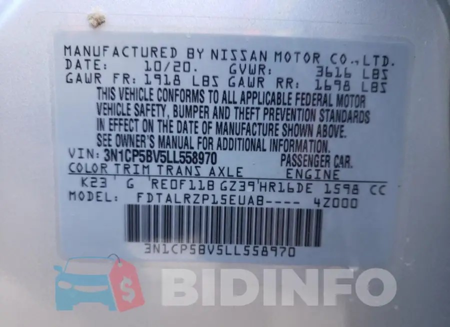 3N1CP5BV5LL558970 Photo# 13