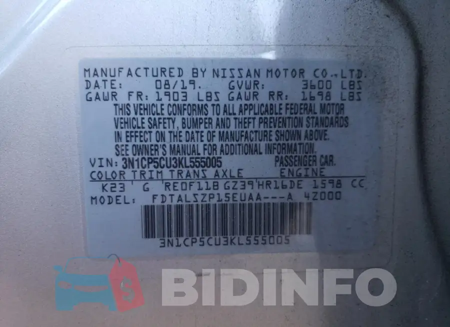 3N1CP5CU3KL555005 Photo# 12
