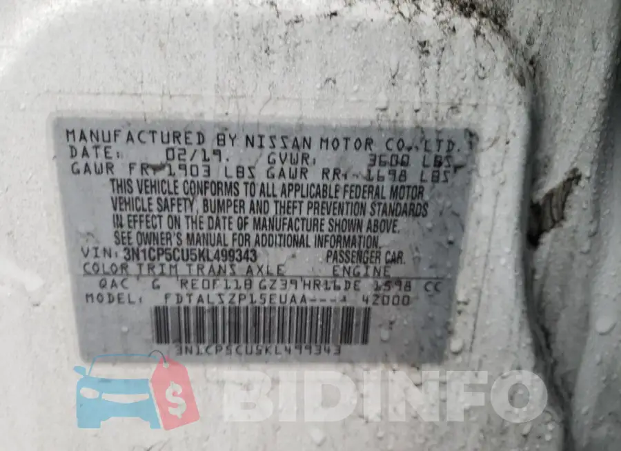3N1CP5CU5KL499343 Photo# 12