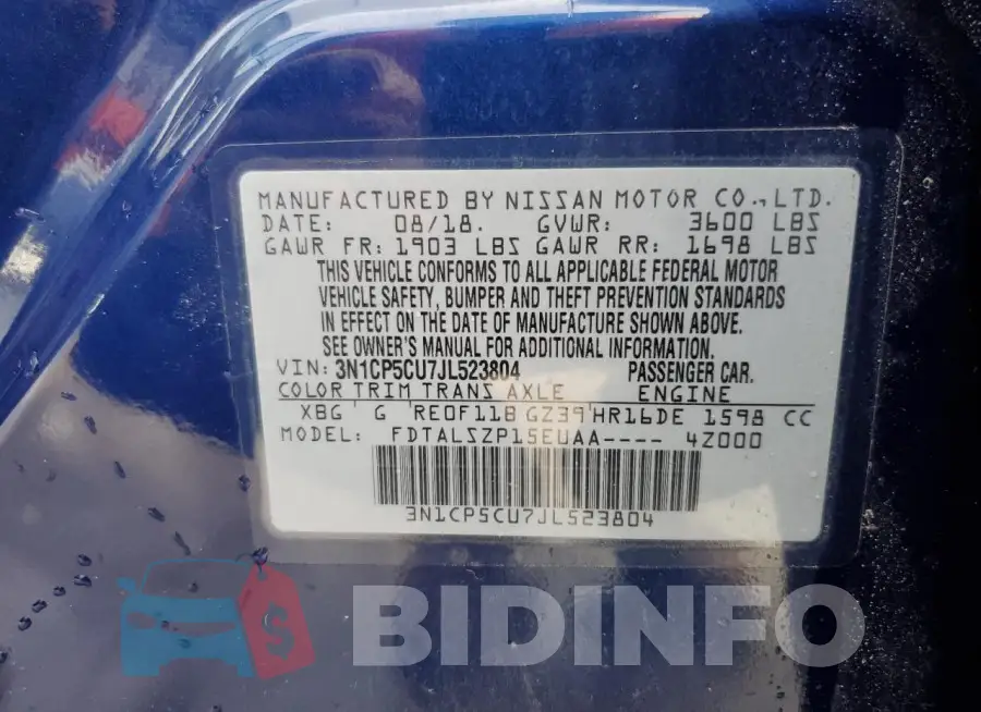 3N1CP5CU7JL523804 Photo# 12