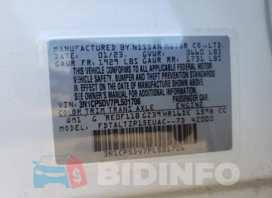 3N1CP5DV7PL501706 Photo# 13