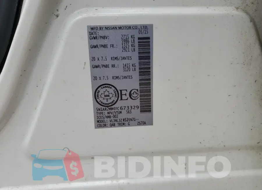 5N1AR2MM4FC673329 Photo# 14