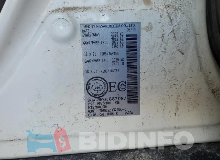 5N1AT2MVXFC887087 Photo# 13