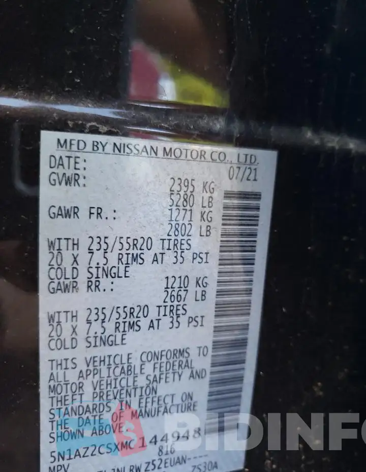 5N1AZ2CSXMC144948 Photo# 13