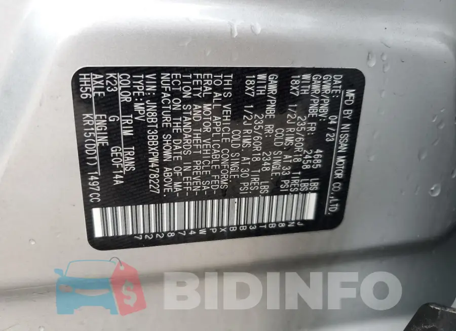 JN8BT3BBXPW478227 Photo# 12
