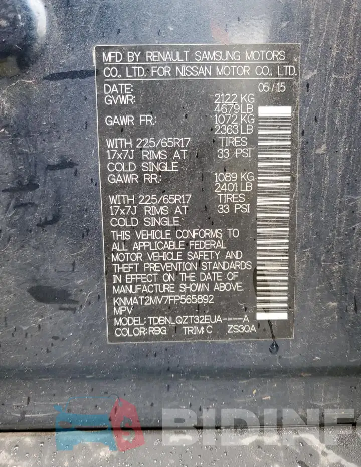KNMAT2MV7FP565892 Photo# 12