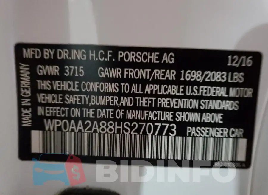 WP0AA2A88HS270773 Photo# 13