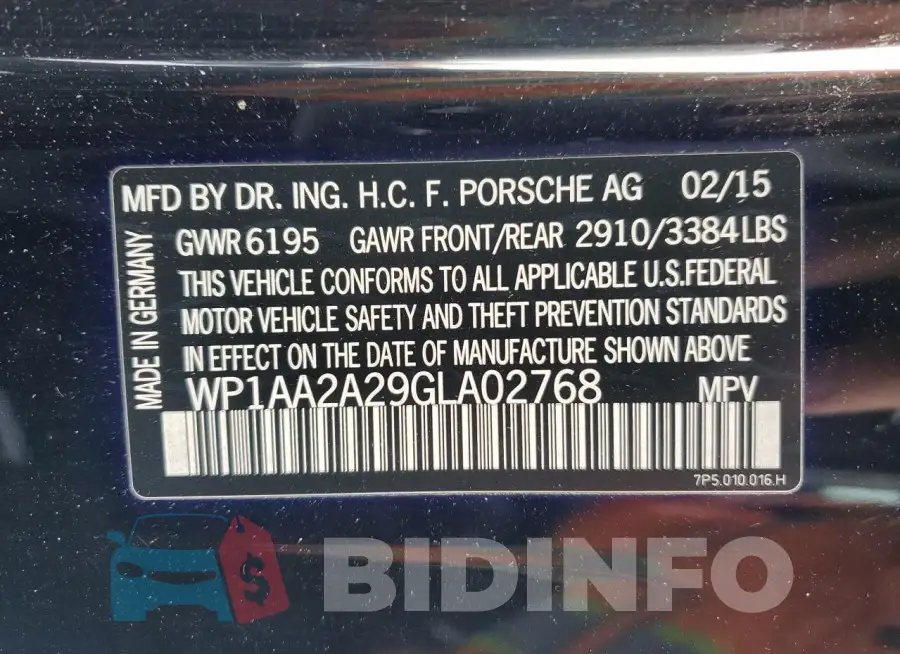 WP1AA2A29GLA02768 Photo# 14