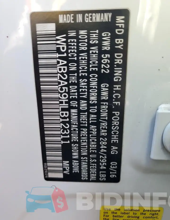 WP1AB2A59HLB12311 Photo# 13