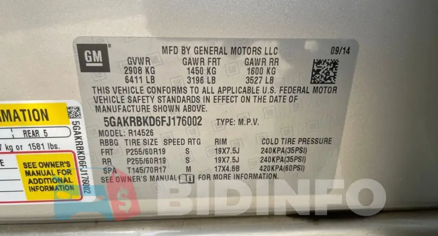 5GAKRBKD6FJ176002 Photo# 10