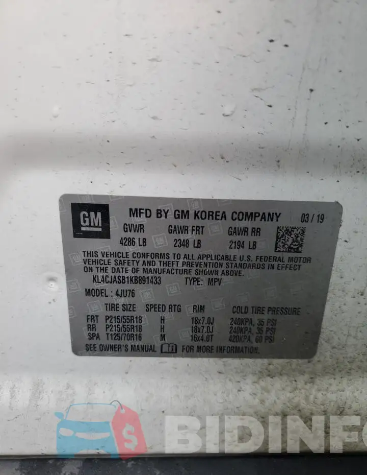 KL4CJASB1KB891433 Photo# 12