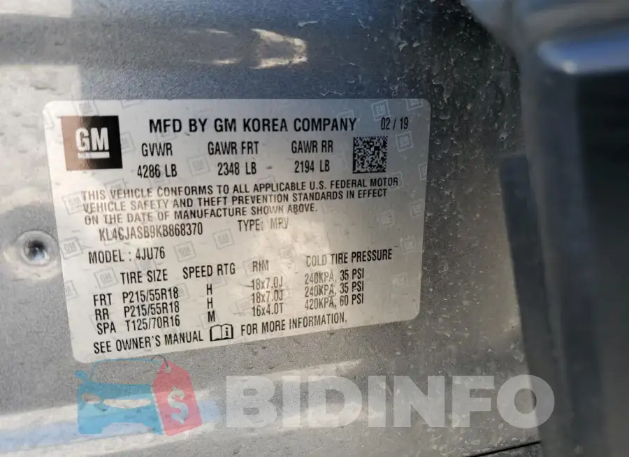 KL4CJASB9KB868370 Photo# 14