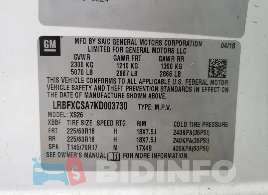 LRBFXCSA7KD003730 Photo# 14