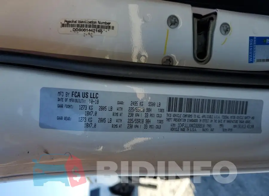 1C4PJLLXXKD326910 Photo# 12
