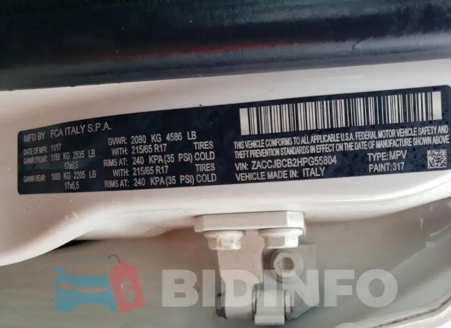 ZACCJBCB2HPG55804 Photo# 13