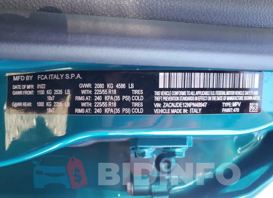 ZACNJDE12NPN48947 Photo# 13