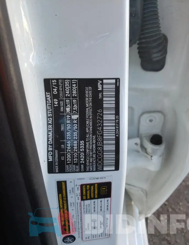WDCGG8JB8FG432726 Photo# 13