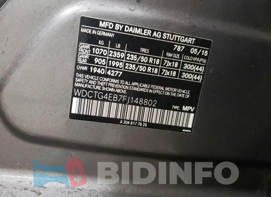 WDCTG4EB7FJ148802 Photo# 12