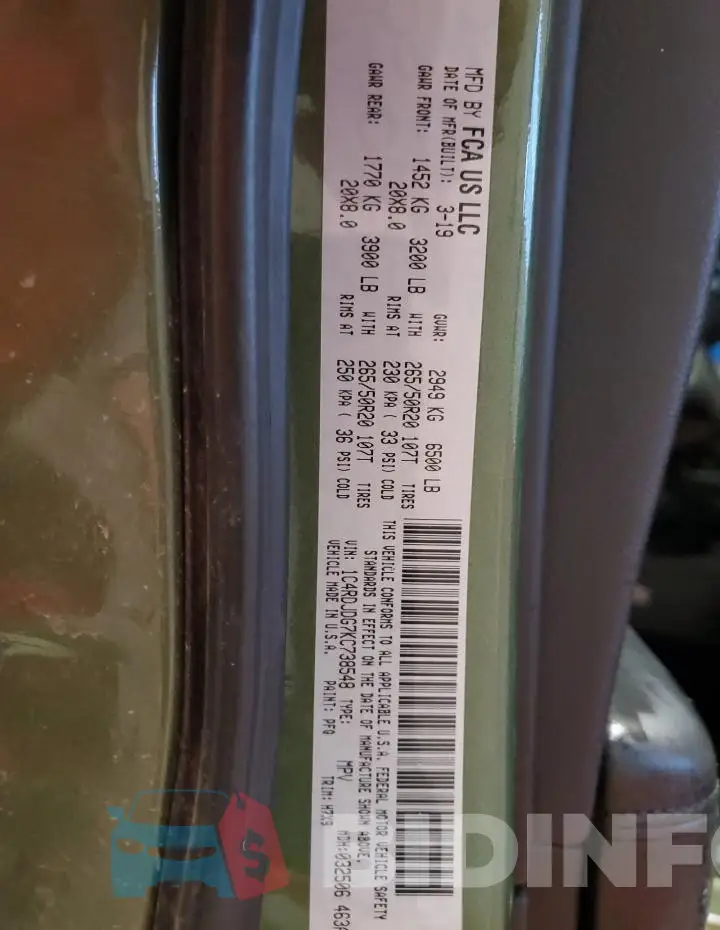 1C4RDJDG7KC738548 Photo# 13