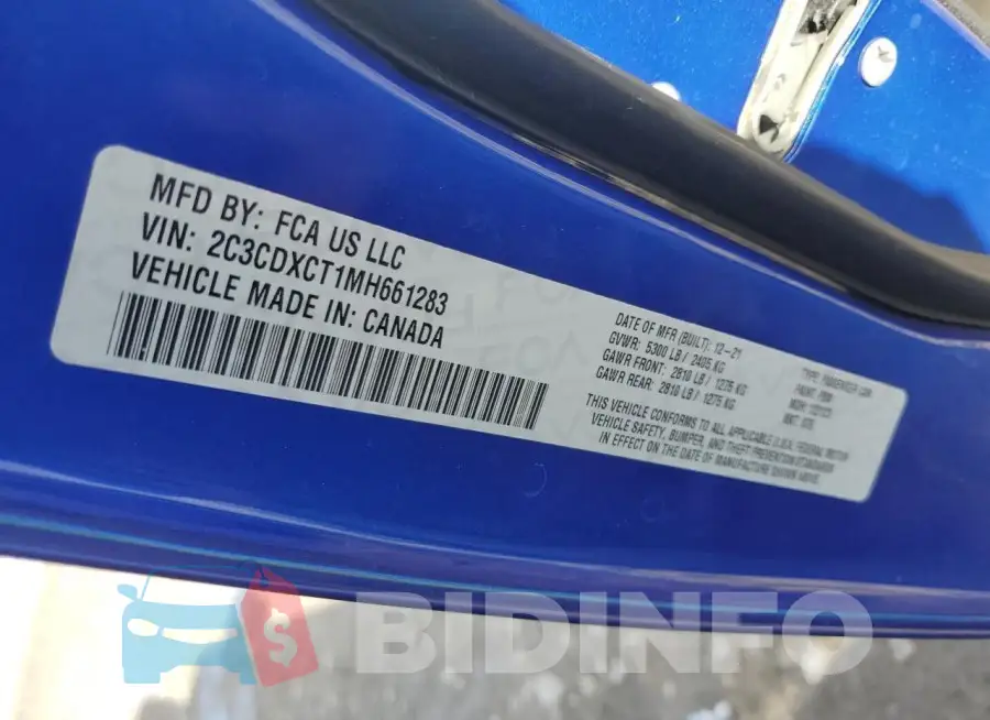 2C3CDXCT1MH661283 Photo# 12