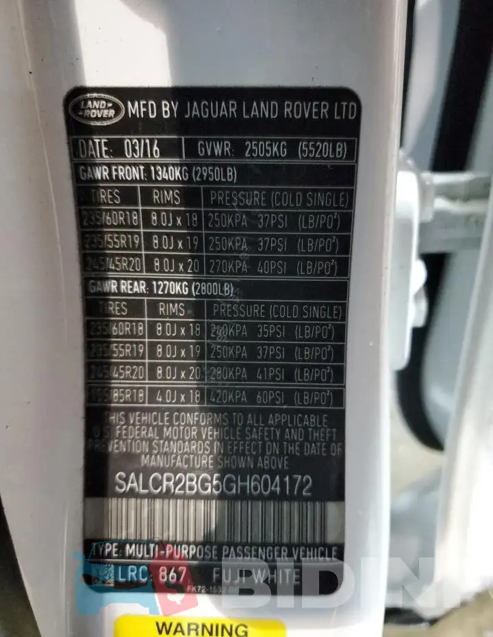 SALCR2BG5GH604172 Photo# 13