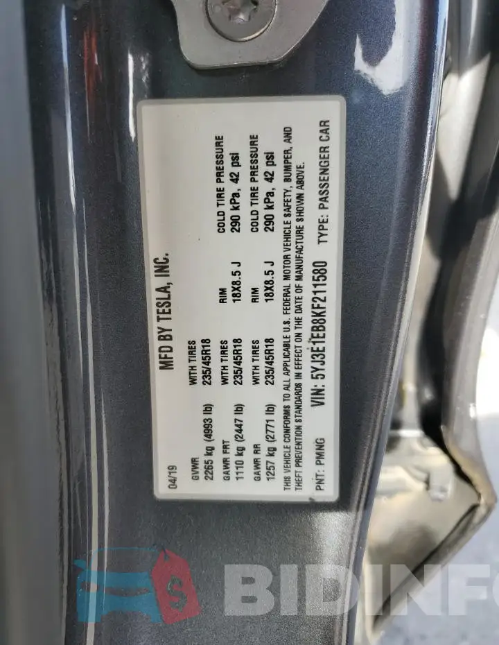 5YJ3E1EB8KF211580 Photo# 12