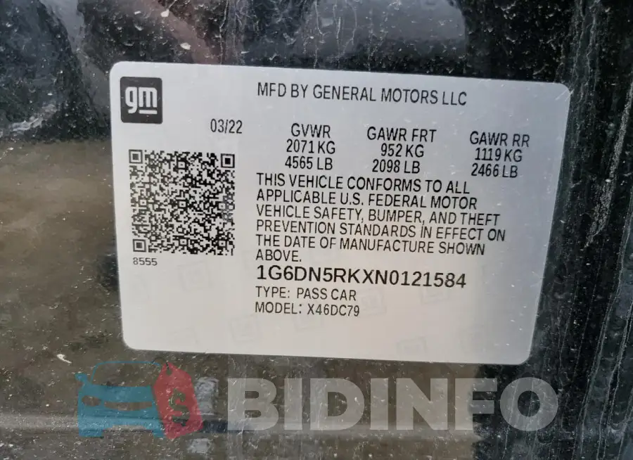 1G6DN5RKXN0121584 Photo# 12