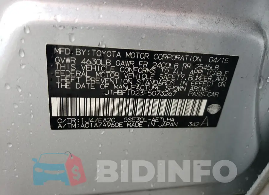 JTHBF1D23F5073267 Photo# 12