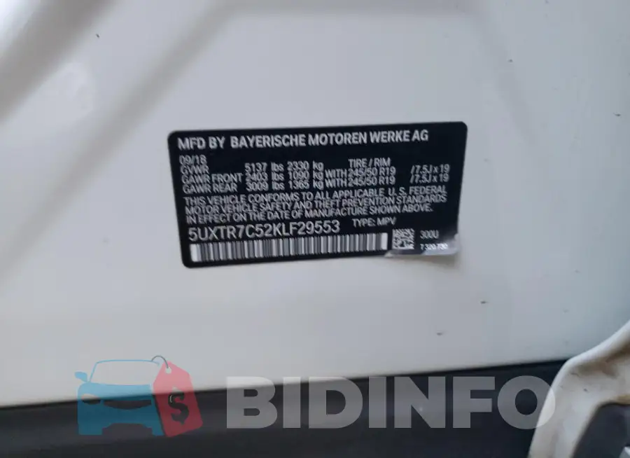 5UXTR7C52KLF29553 Photo# 14