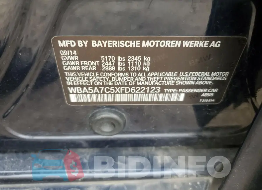WBA5A7C5XFD622123 Photo# 13