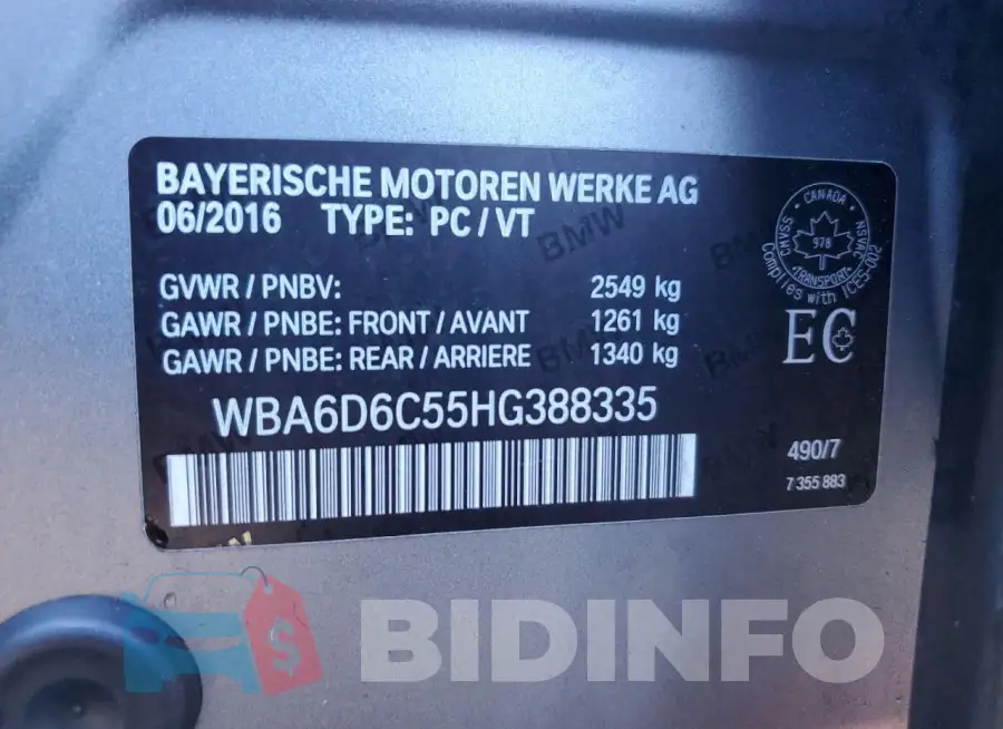 WBA6D6C55HG388335 Photo# 13