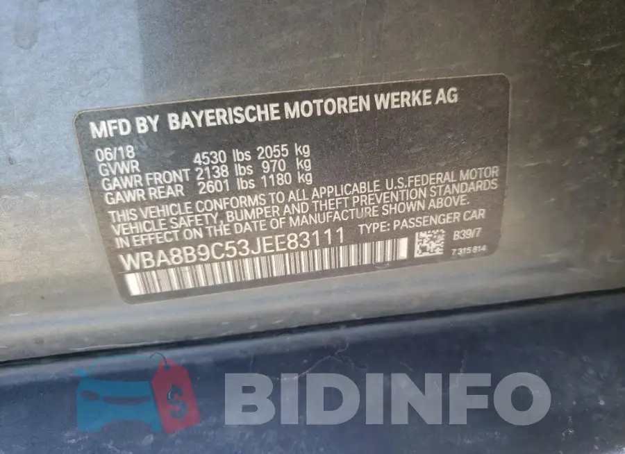 WBA8B9C53JEE83111 Photo# 13