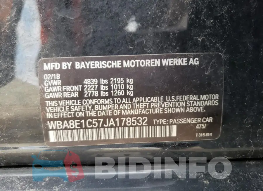 WBA8E1C57JA178532 Photo# 12