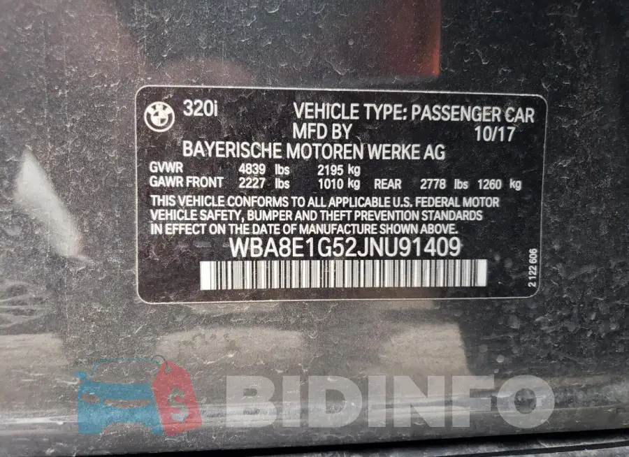 WBA8E1G52JNU91409 Photo# 12
